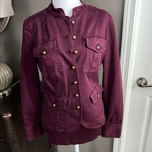 White House Black Market burgundy, military style jacket